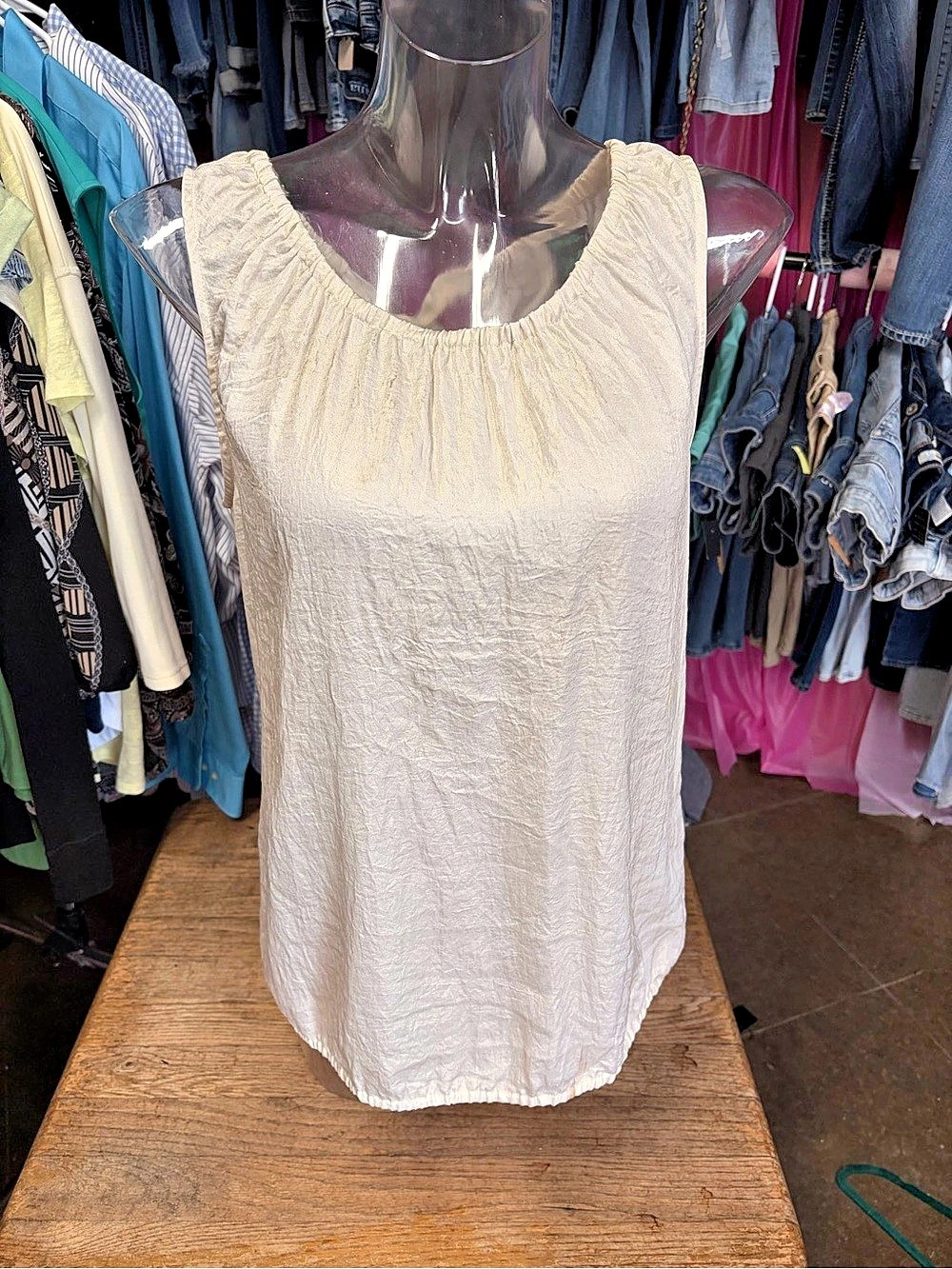 LOFT Cream Tie-Back Tank Top Size Medium